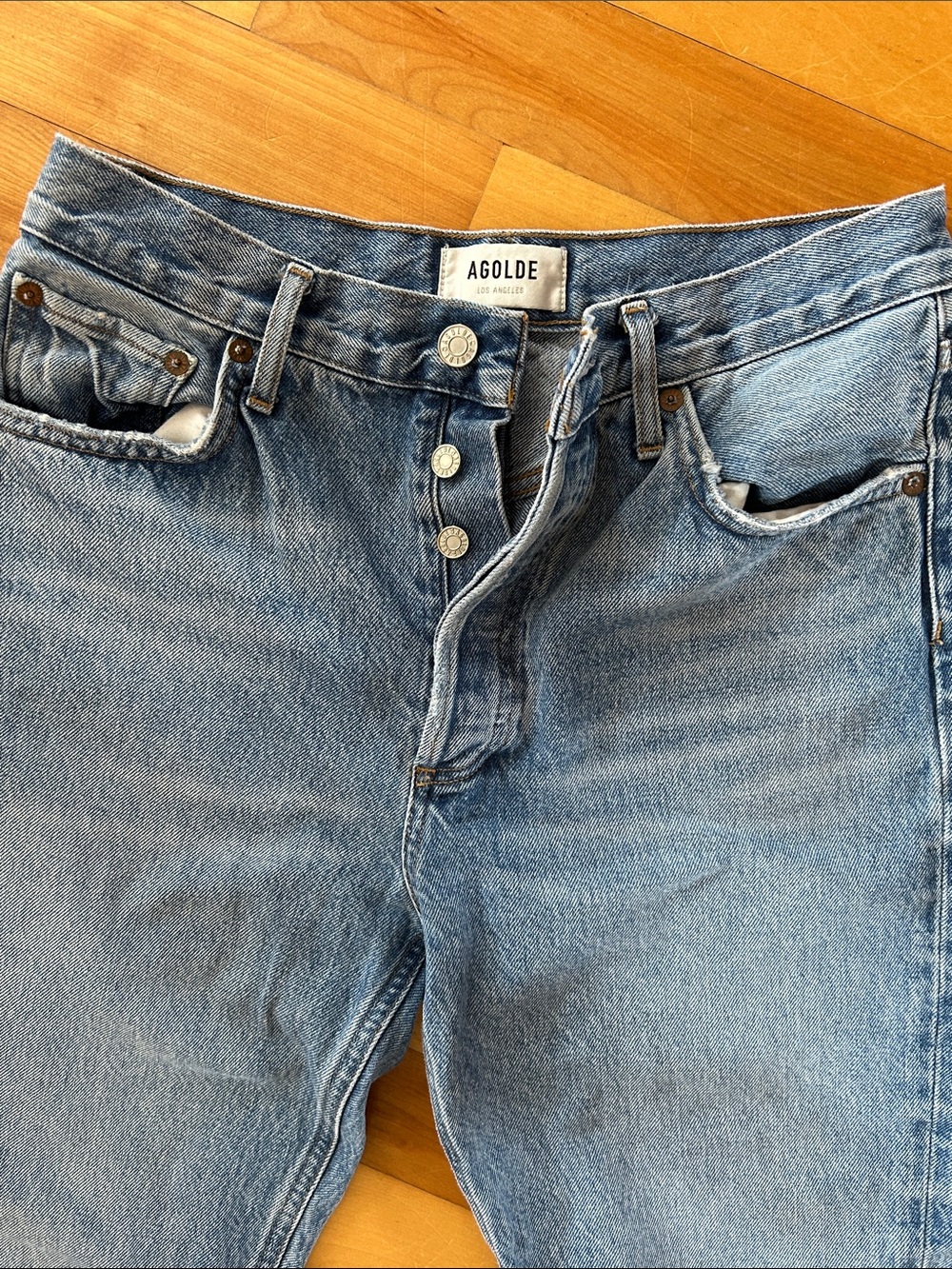 Agolde Light Wash Button-Fly High-Rise Jeans